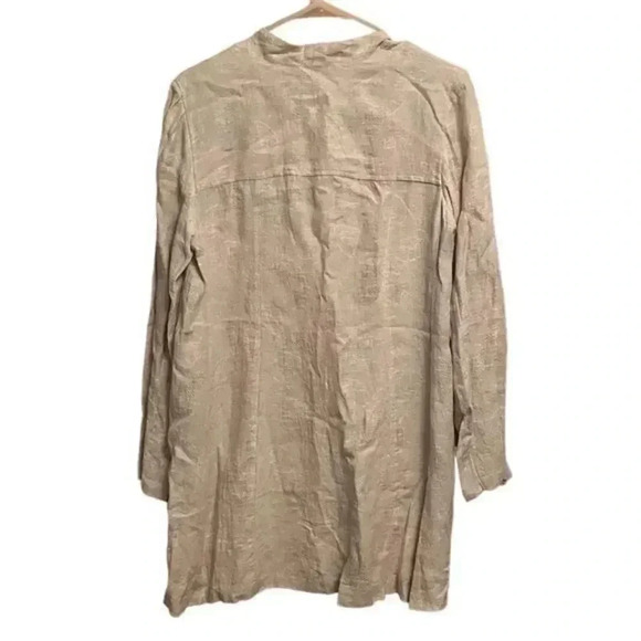 Eileen Fisher Beige Linen Jacquard Long Jacket - Picture 6 of 8